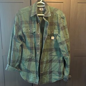 Carhartt Men's Olive Plaid Shirt Jacket